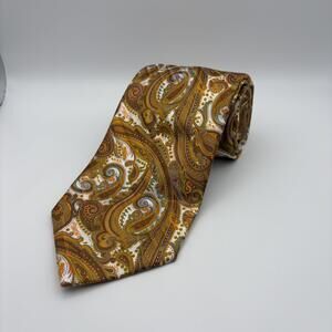 Brioni Silk Tie with Brown Paisley Pattern